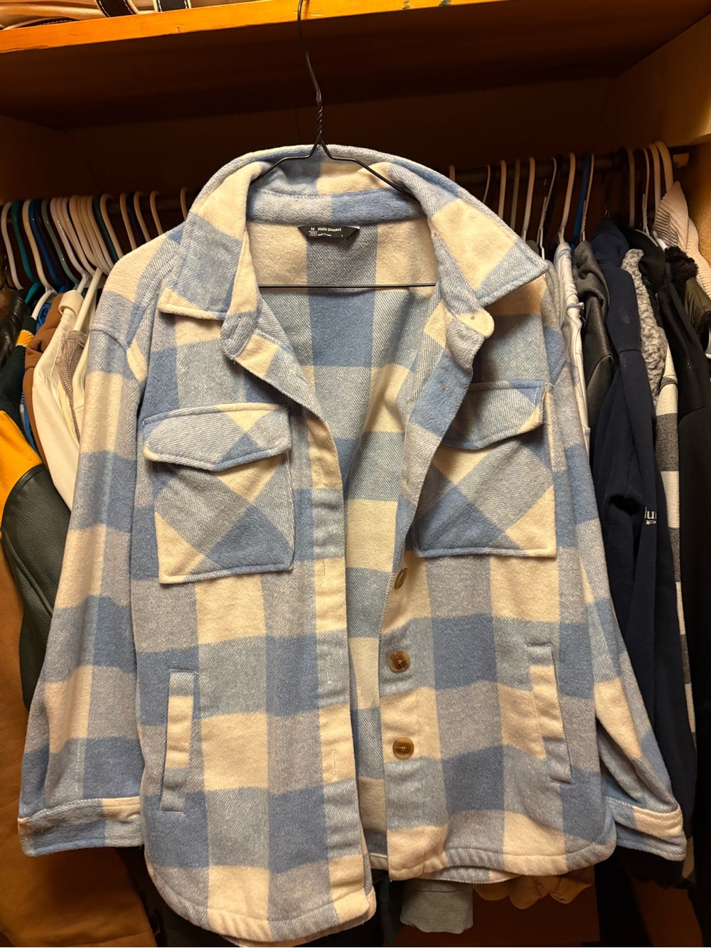 Kirkland Signature Blue & Cream Plaid Shacket